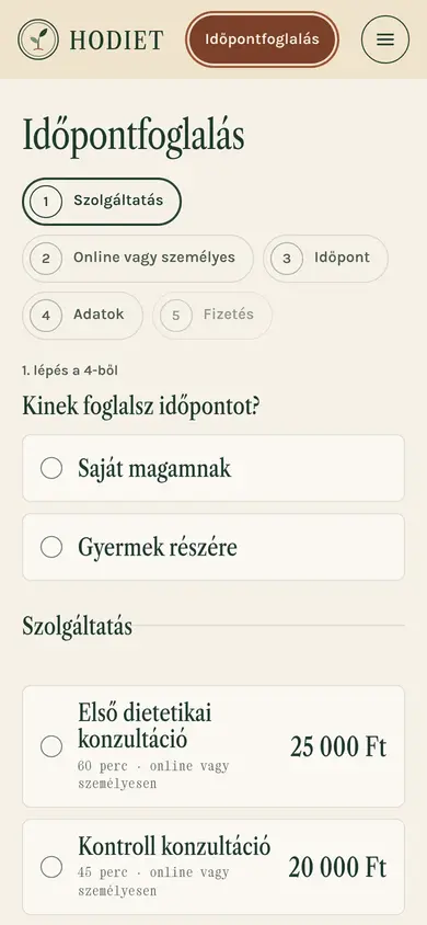 A HODIET foglalás telefonon
